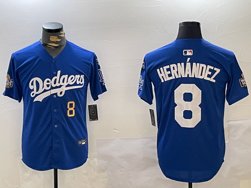 Men Los Angeles Dodgers 8 Yamamoto 2024 World series patch blue jersey 20241120132